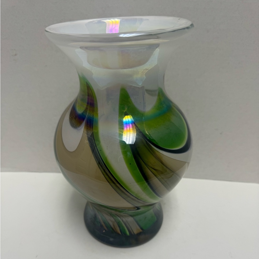 Gorgeous Collectible Vintage Murano Style Multi-Colored Glass Vase Rare Antique